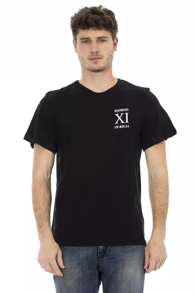 Schwarzes Baumwoll-T-Shirt