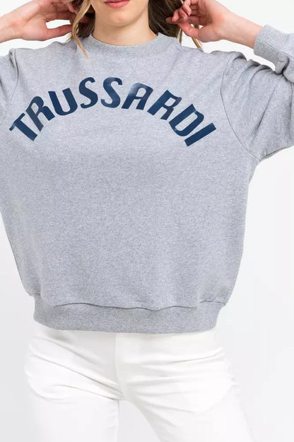 Trussardi Grauer Baumwollpullover für Damen