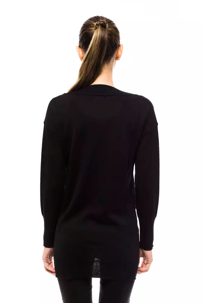 Montana Blu Schwarzer Wollpullover für Damen