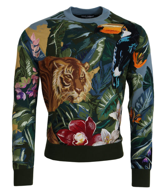 Dolce &amp; Gabbana Pullover aus Wolle und Seide mit Jungle-Stickerei