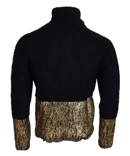 Dolce &amp; Gabbana – Umwerfender Pullover mit Rundhalsausschnitt in Schwarz und Gold