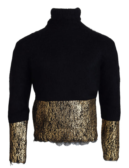 Dolce &amp; Gabbana – Umwerfender Pullover mit Rundhalsausschnitt in Schwarz und Gold