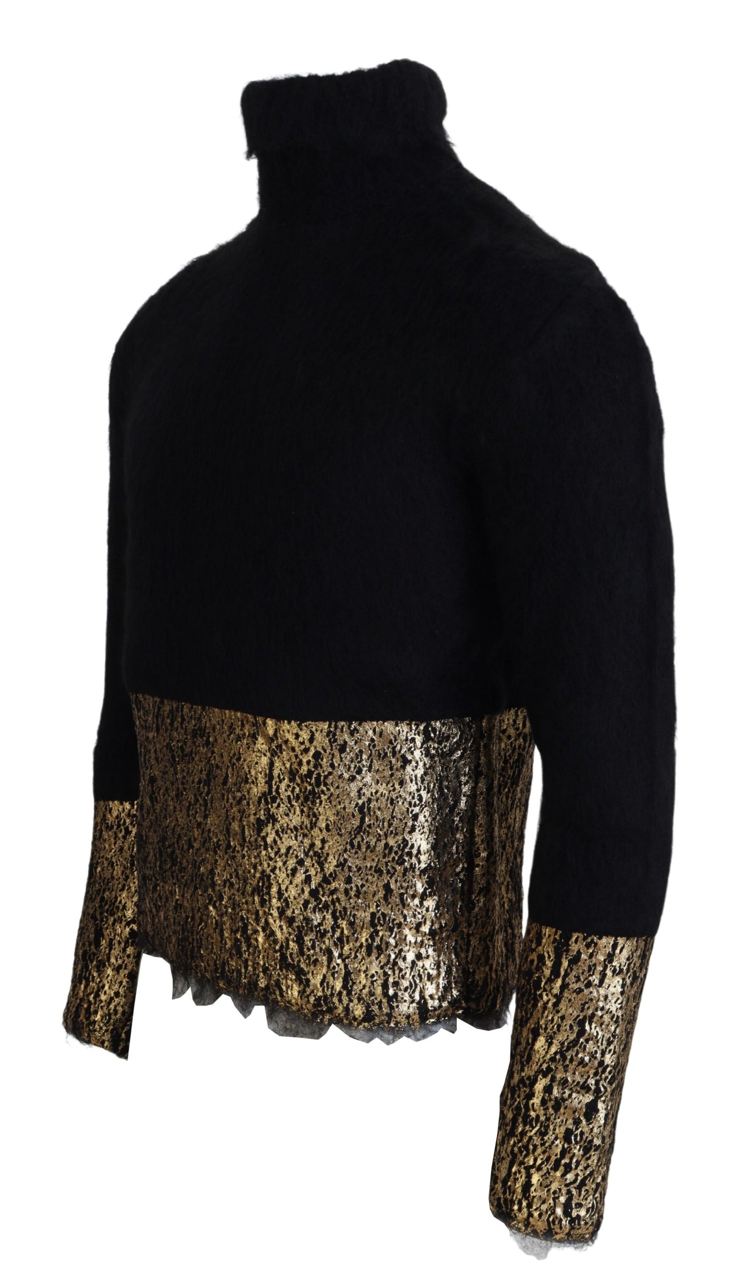 Dolce &amp; Gabbana – Umwerfender Pullover mit Rundhalsausschnitt in Schwarz und Gold