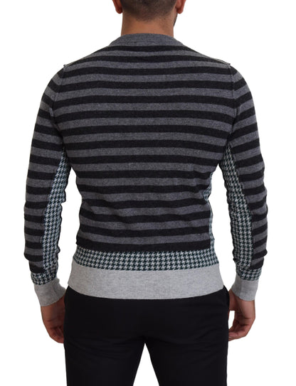 Maglione pullover con logo in lana grigio nero