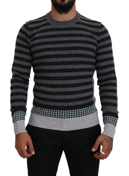 Maglione pullover con logo in lana grigio nero