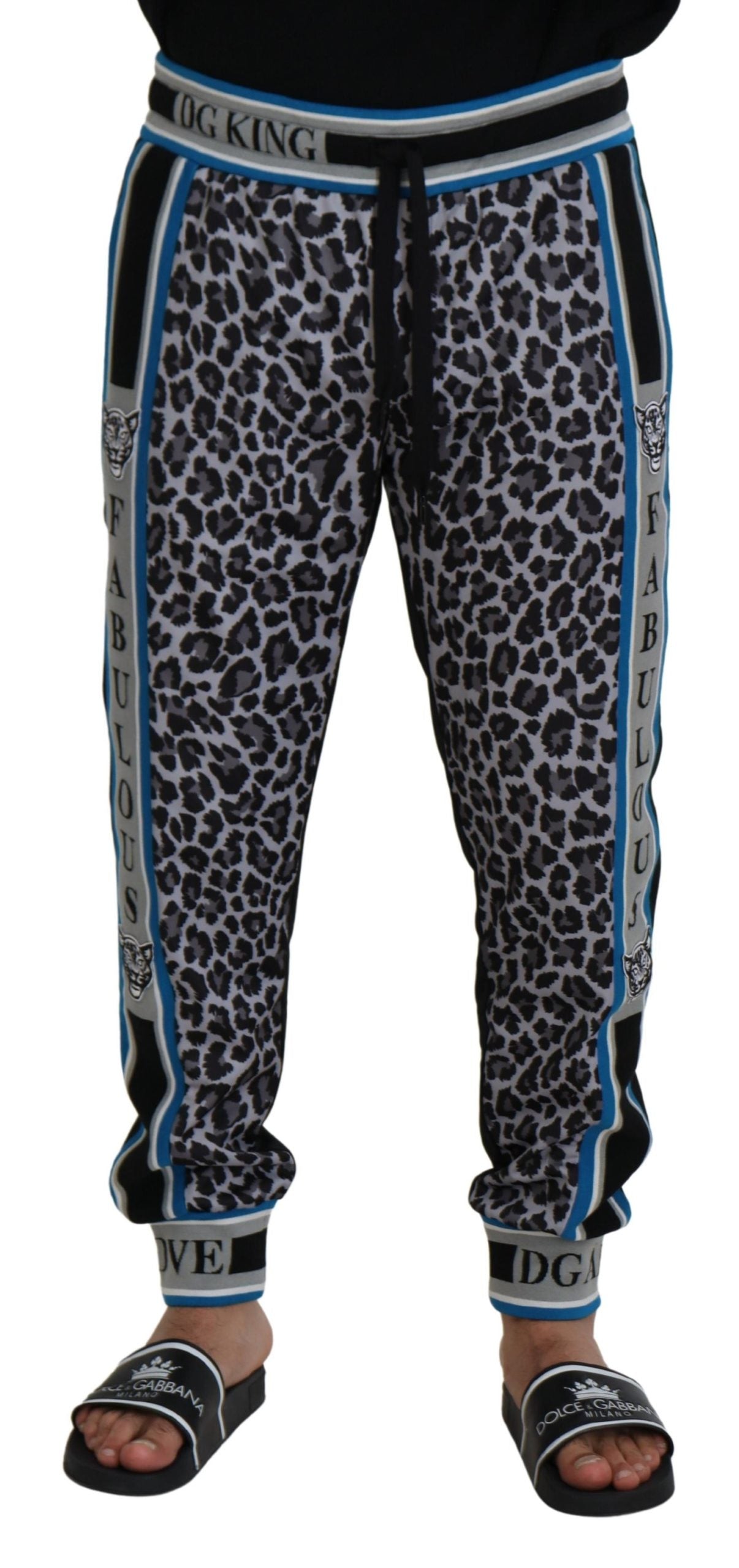 Pantaloni jogger con stampa leopardata DG King multicolore