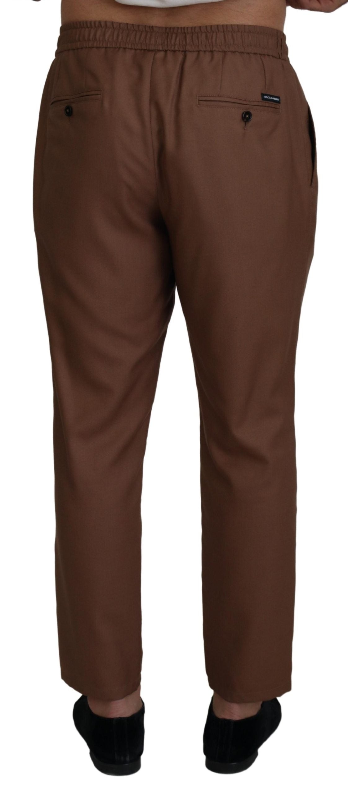 Pantaloni jogger con coulisse da uomo in cashmere marrone