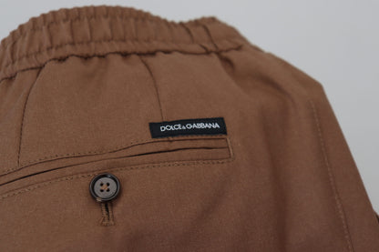 Pantaloni jogger con coulisse da uomo in cashmere marrone