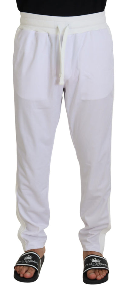 Pantaloni jogger con logo corona in poliestere bianco