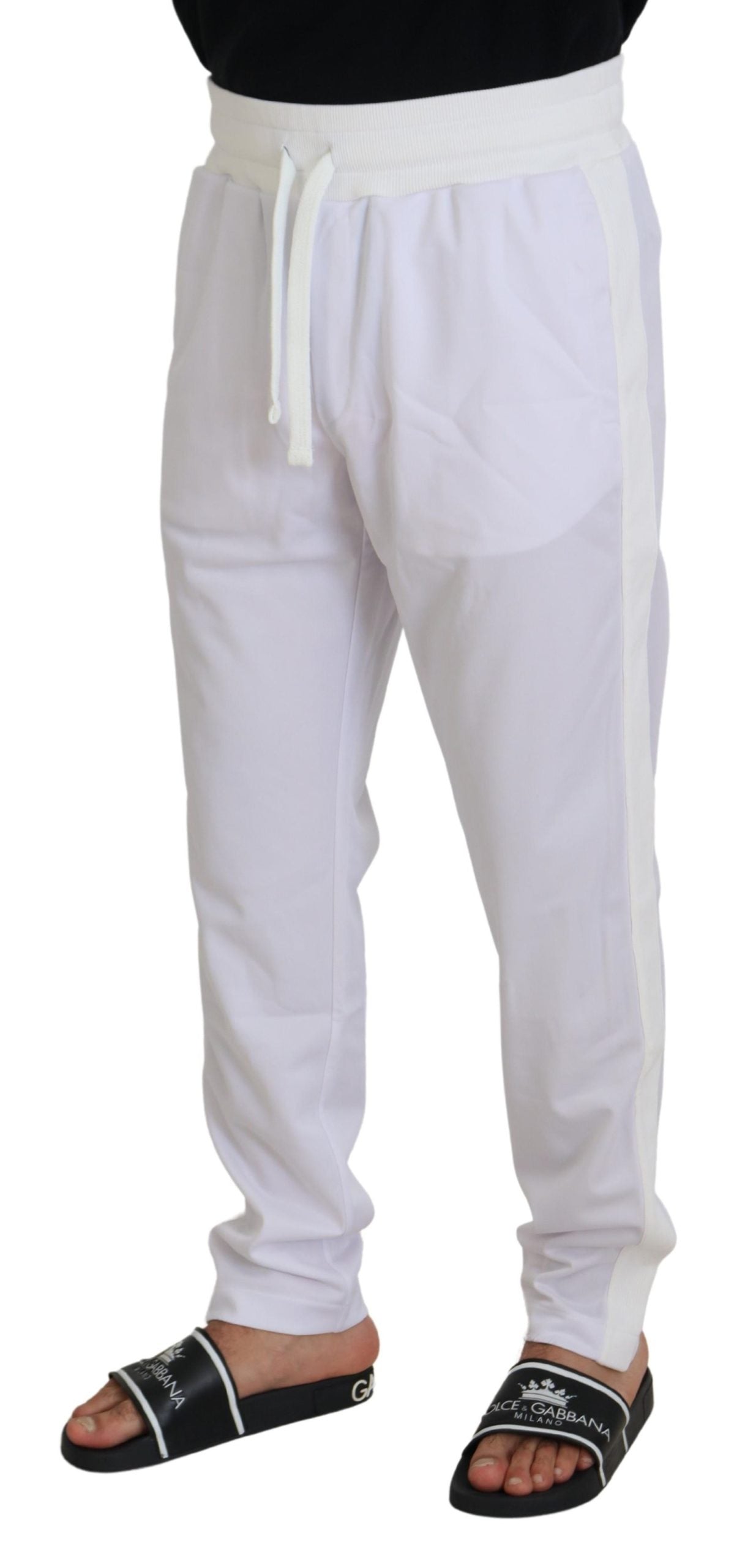 Pantaloni jogger con logo corona in poliestere bianco