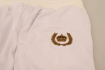 Pantaloni jogger con logo corona in poliestere bianco