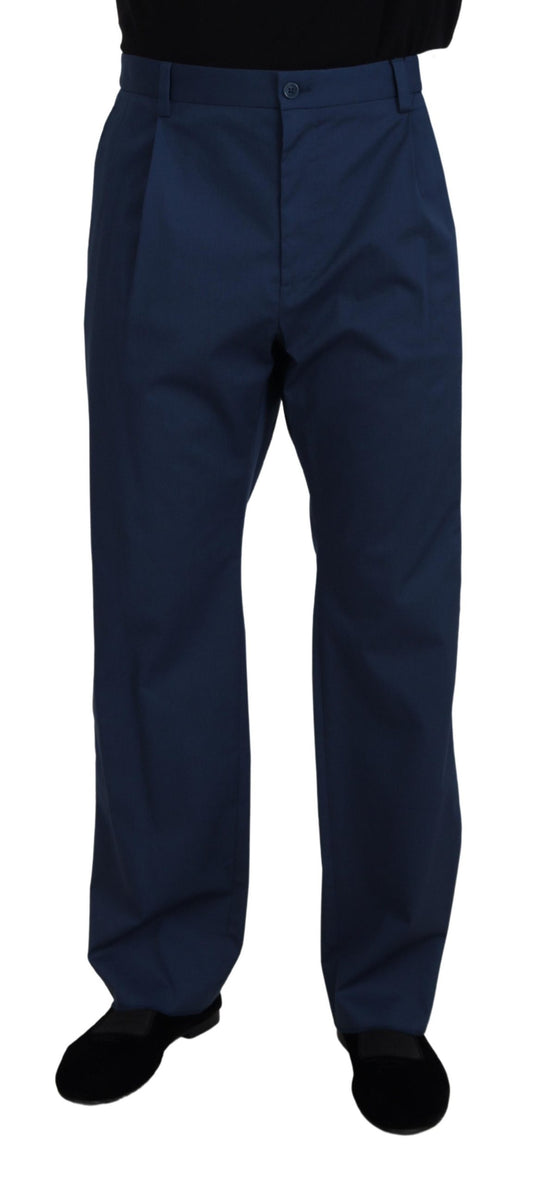 Pantaloni dritti in cotone blu