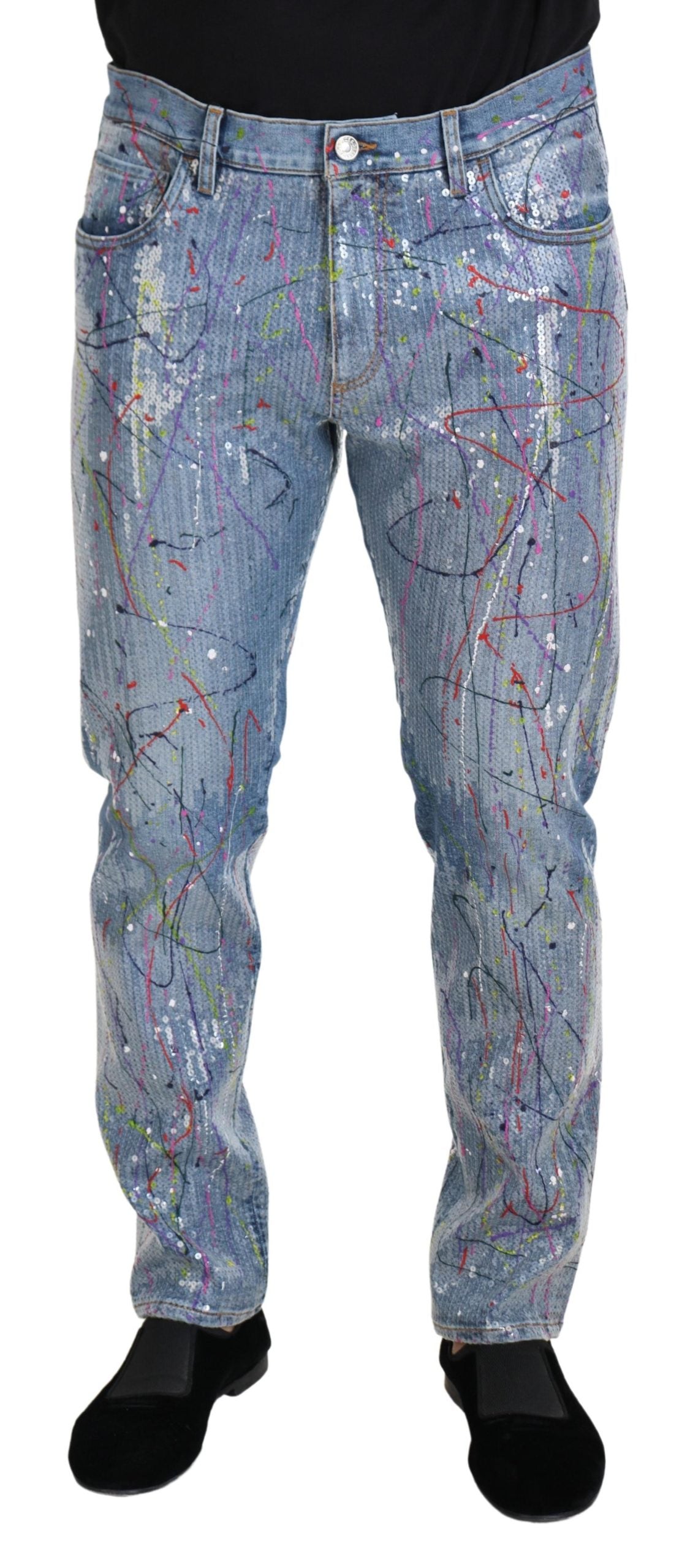 Dolce & Gabbana Exquisite Color Splash Denim Pants