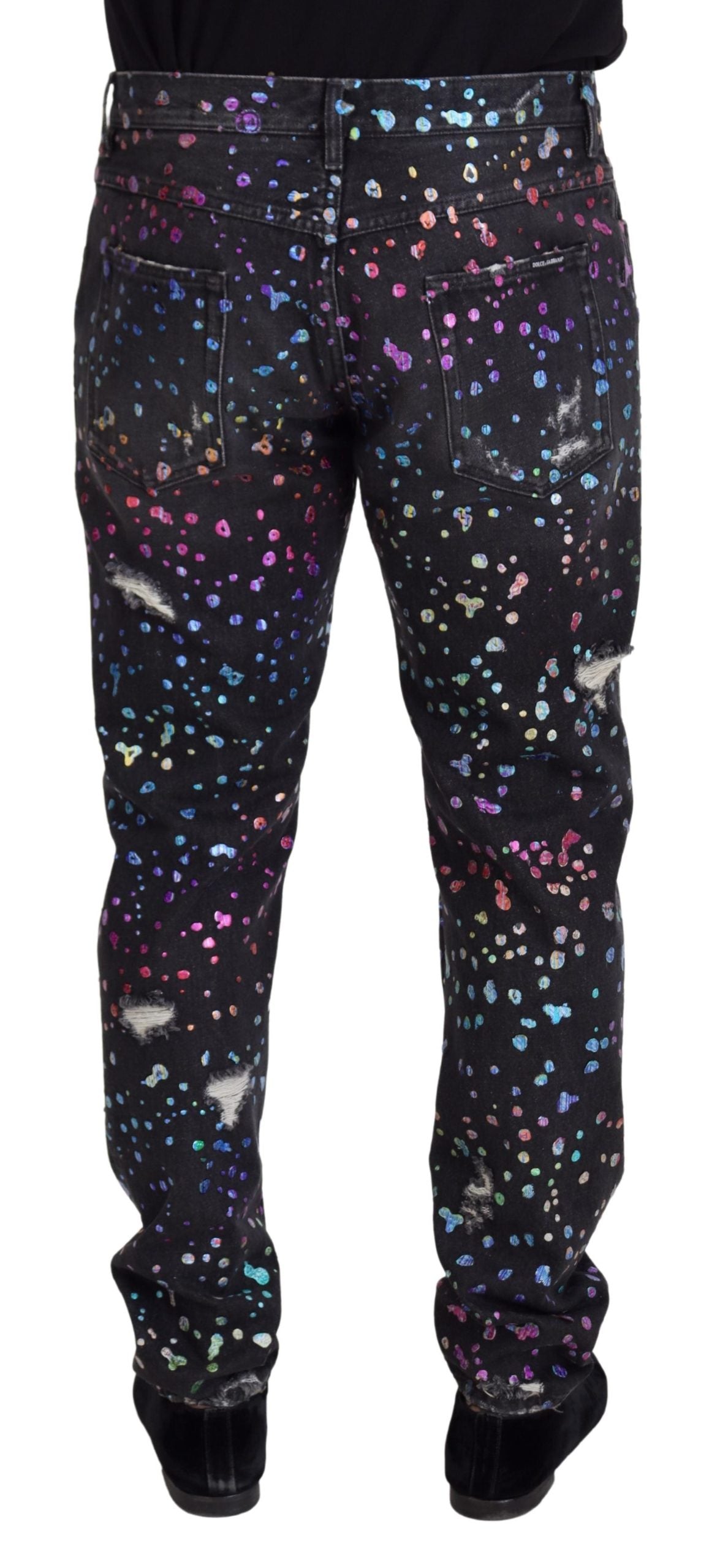 Dolce & Gabbana Elegant Multicolor Printed Denim Pants