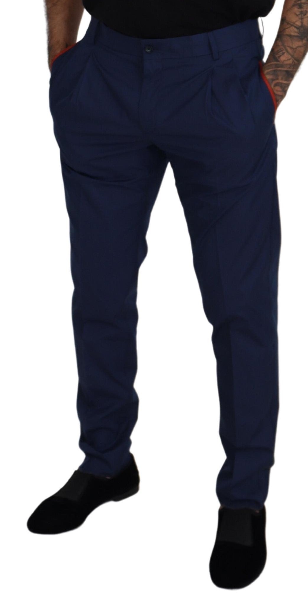 Pantaloni formali chino in cotone blu