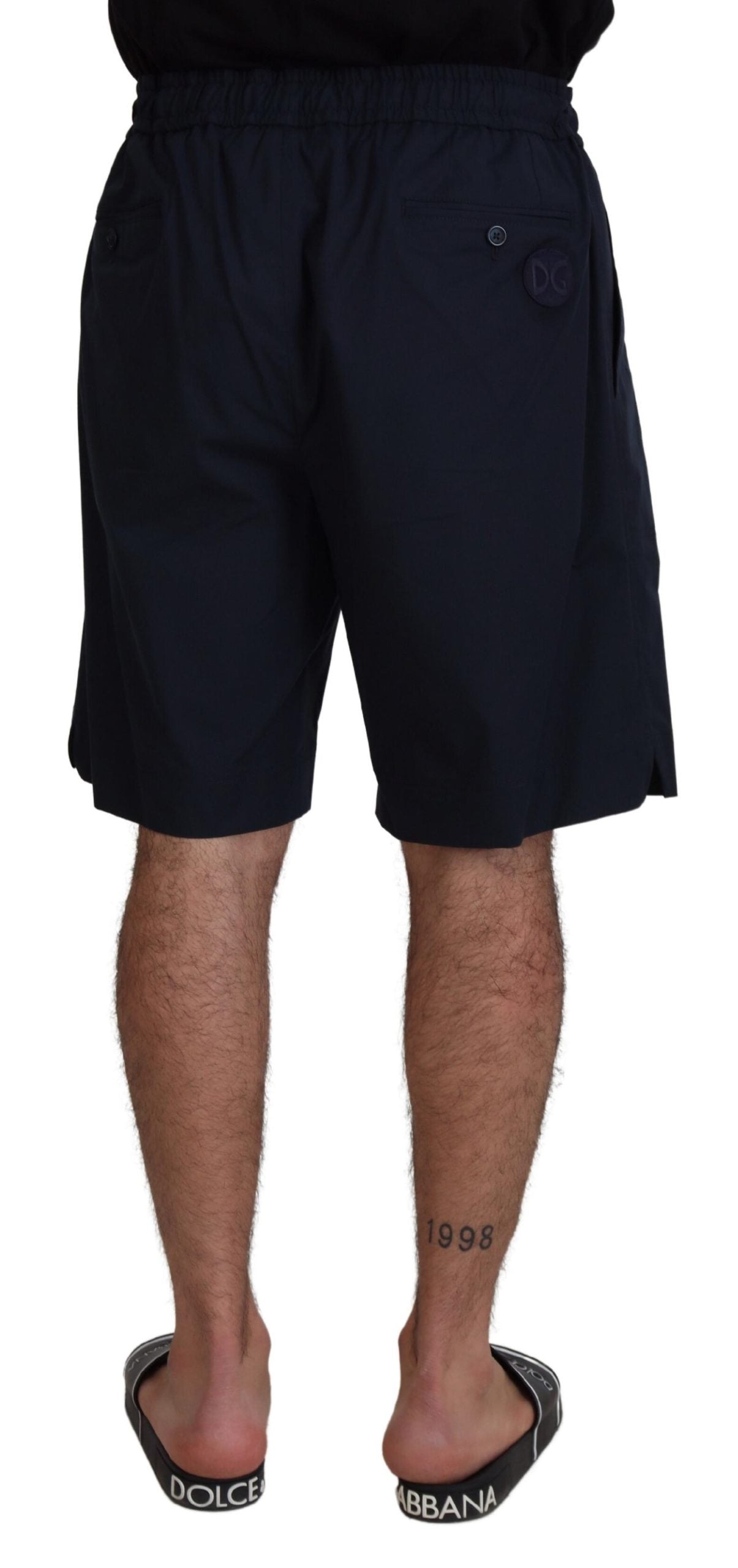 Pantaloncini casual a vita media Bermuda blu