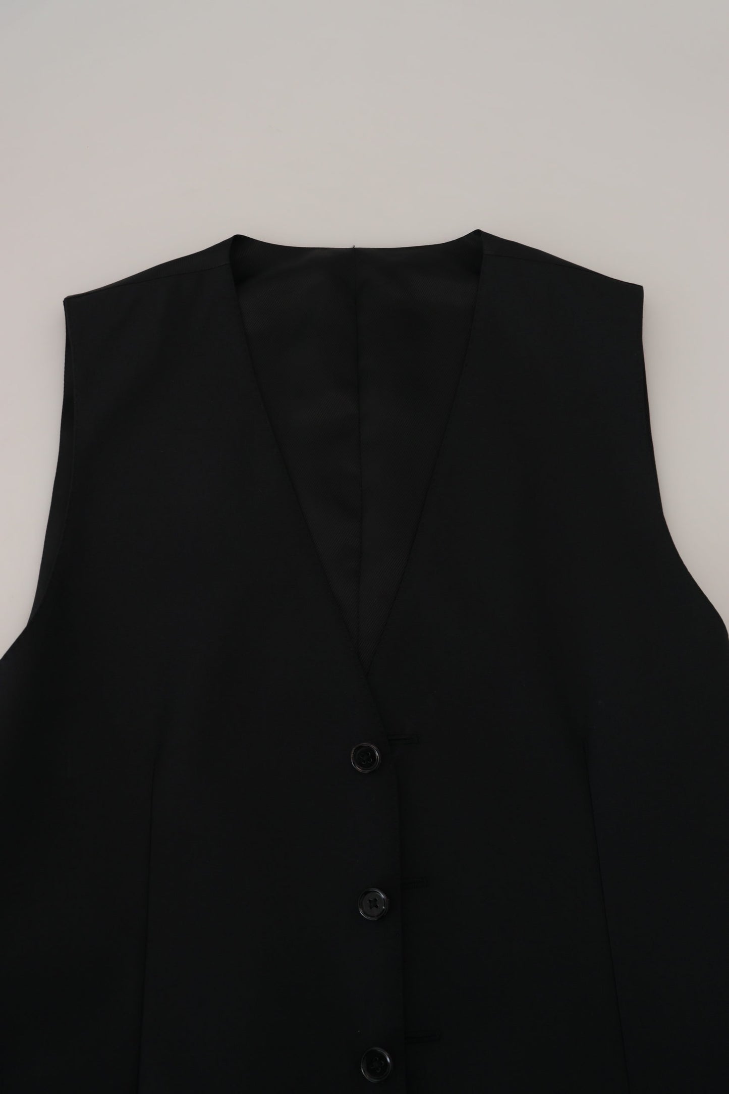 Dolce &amp; Gabbana Elegante schwarze Weste aus Woll-Seide