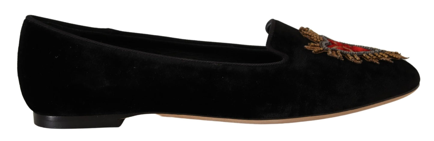 Scarpe basse DG nere con toppa a cuore sacro e slip on