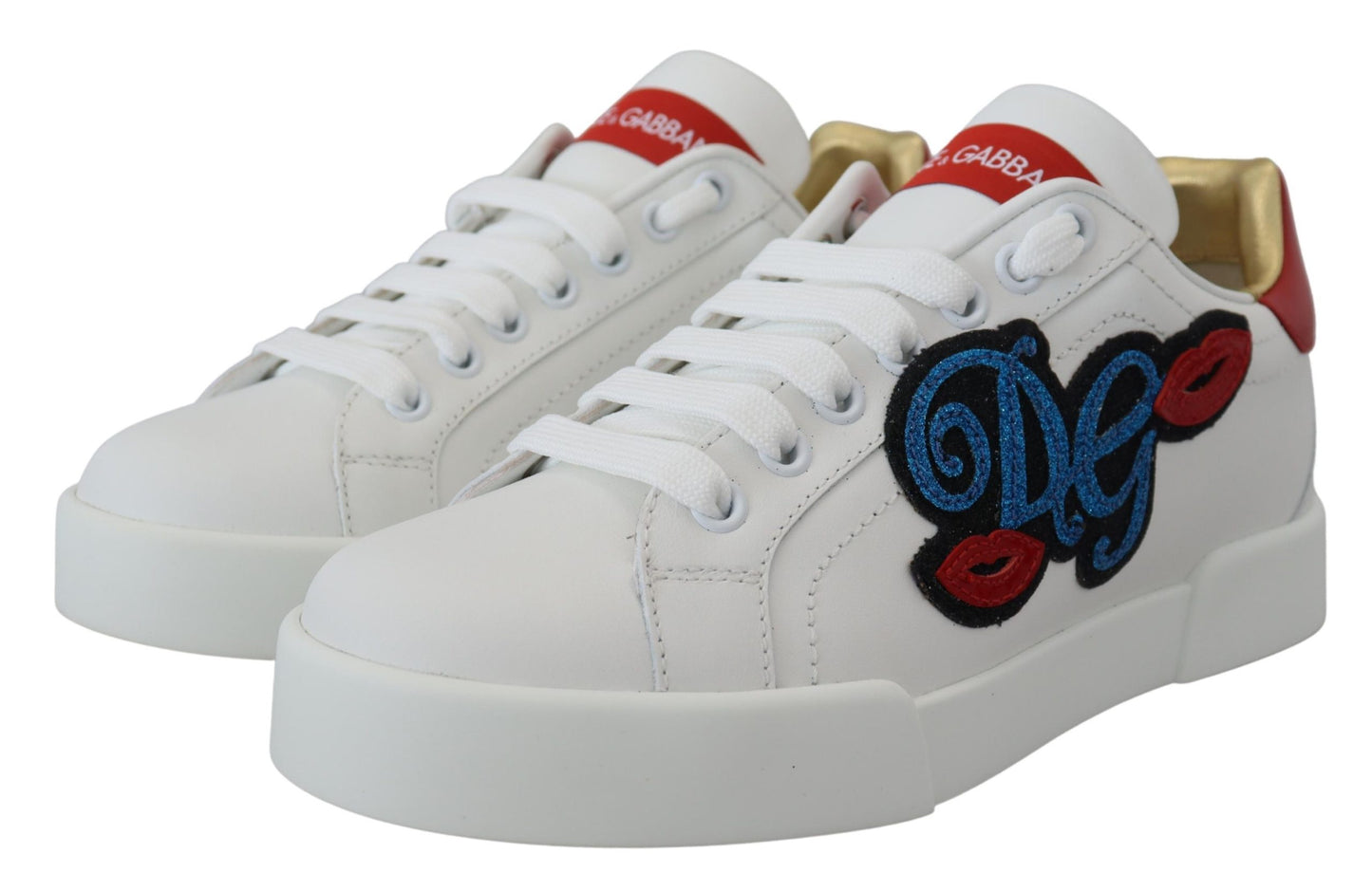 Dolce &amp; Gabbana – Funkelnde weiße Portofino-Sneakers