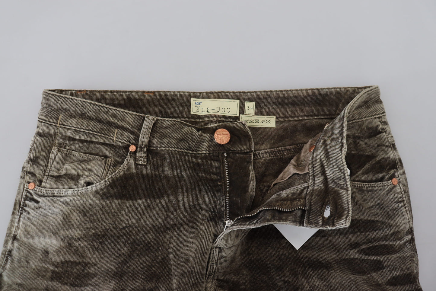 Jeans da uomo slim fit in velluto a coste di cotone lavato grigio