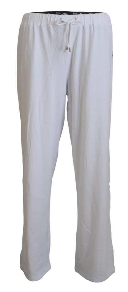 Pantaloni larghi da uomo con logo in cotone bianco