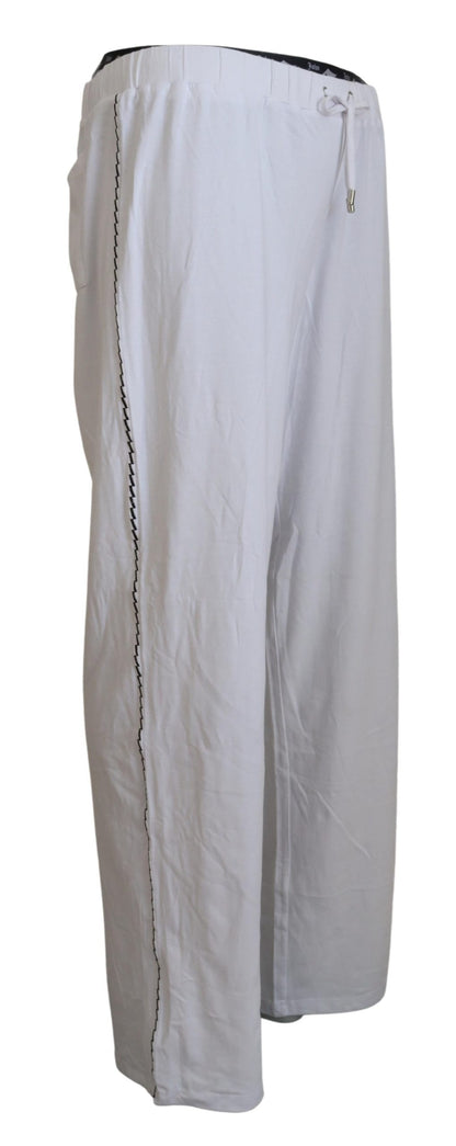 Pantaloni larghi da uomo con logo in cotone bianco