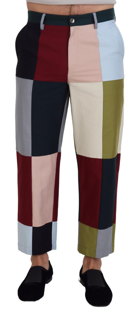 Pantaloni patchwork di cotone multicolor