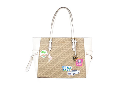 Michael Kors Gilly Große Reise-Handtasche aus PVC mit Miami-Print und Signatur