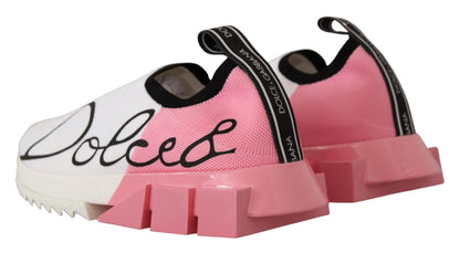 Dolce &amp; Gabbana Elegante Sorrento Slip-On Sneakers in Weiß &amp; Pink