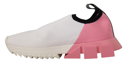 Dolce &amp; Gabbana Elegante Sorrento Slip-On Sneakers in Weiß &amp; Pink