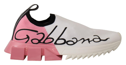 Dolce &amp; Gabbana Elegante Sorrento Slip-On Sneakers in Weiß &amp; Pink