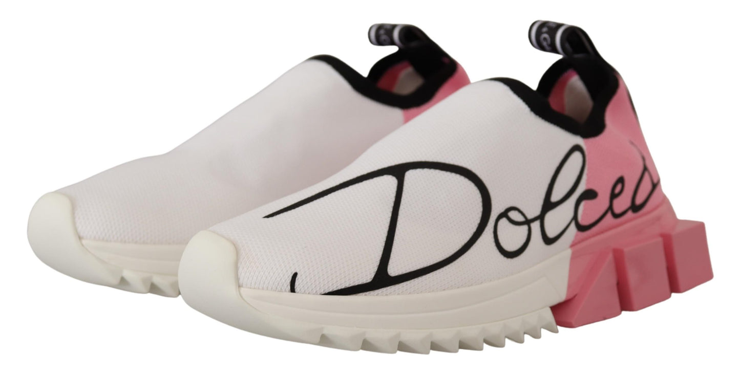 Dolce &amp; Gabbana Elegante Sorrento Slip-On Sneakers in Weiß &amp; Pink