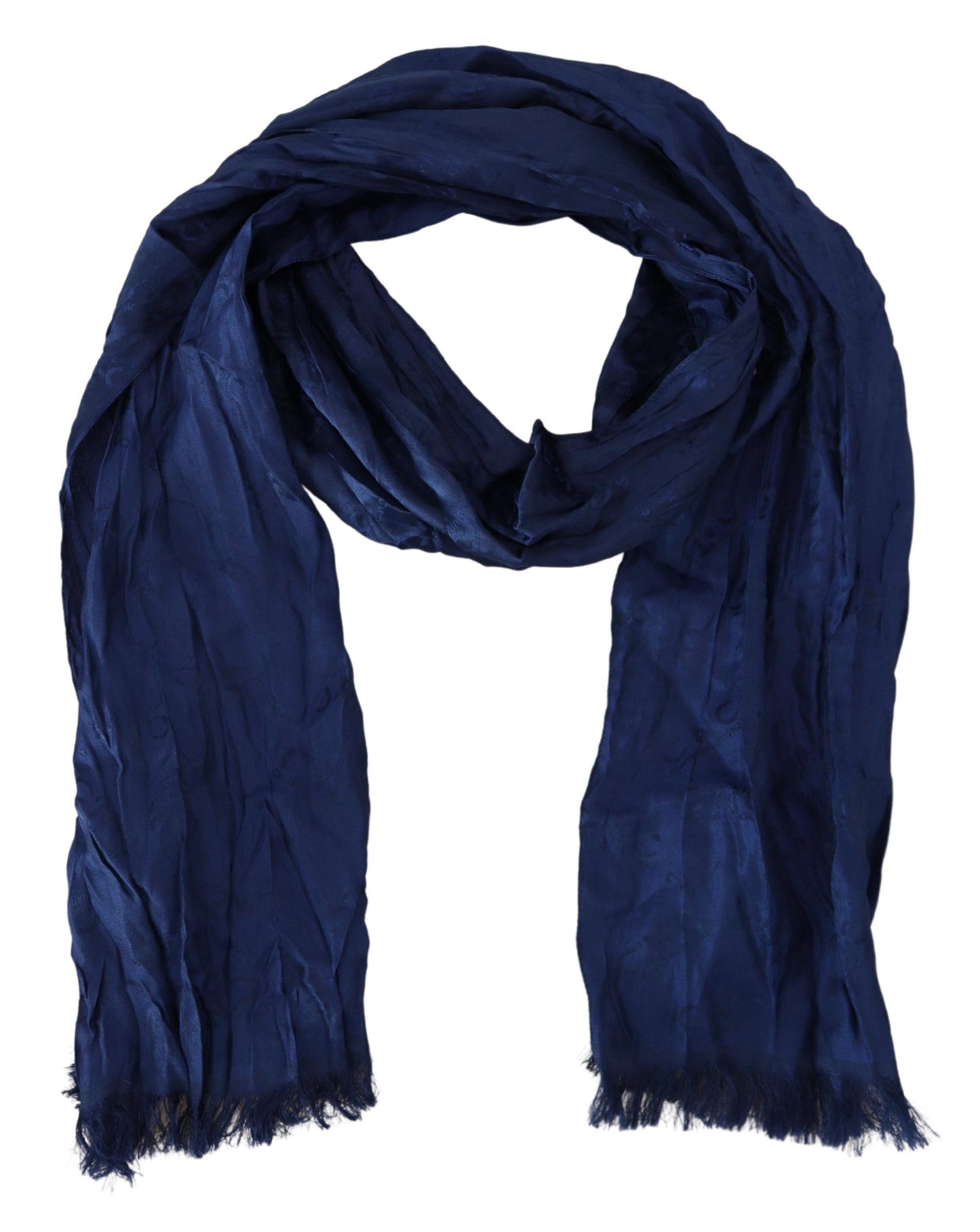 Sciarpa con frange Foulard in seta blu