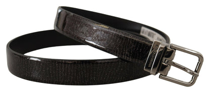 Ceinture en cuir noir avec boucle en métal Vernice