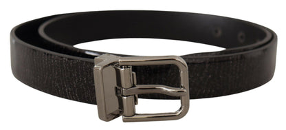 Ceinture en cuir noir avec boucle en métal Vernice