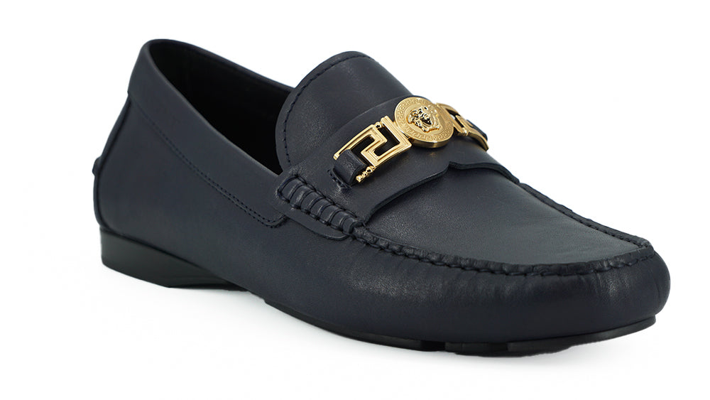 Versace – Elegante Loafer aus Kalbsleder in Marineblau