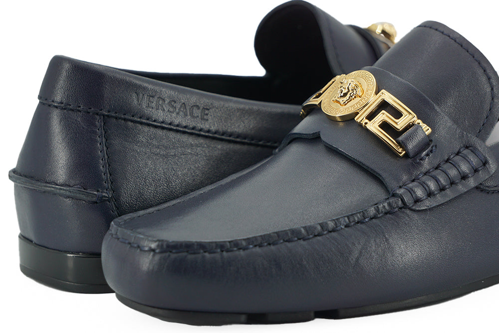 Versace – Elegante Loafer aus Kalbsleder in Marineblau