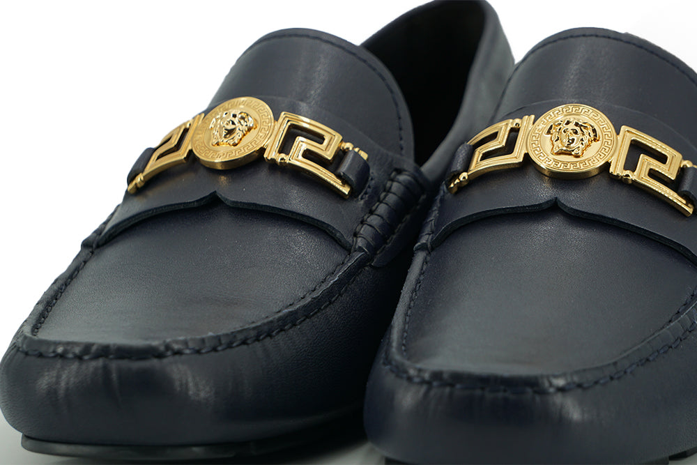 Versace – Elegante Loafer aus Kalbsleder in Marineblau