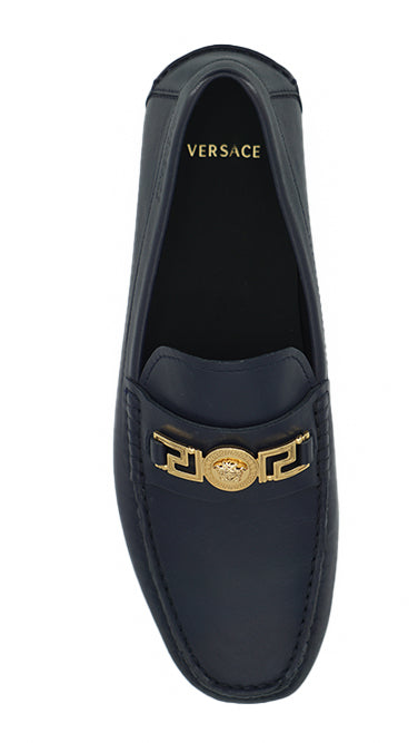 Versace – Elegante Loafer aus Kalbsleder in Marineblau