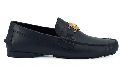 Versace – Elegante Loafer aus Kalbsleder in Marineblau