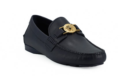 Versace – Elegante Loafer aus Kalbsleder in Marineblau