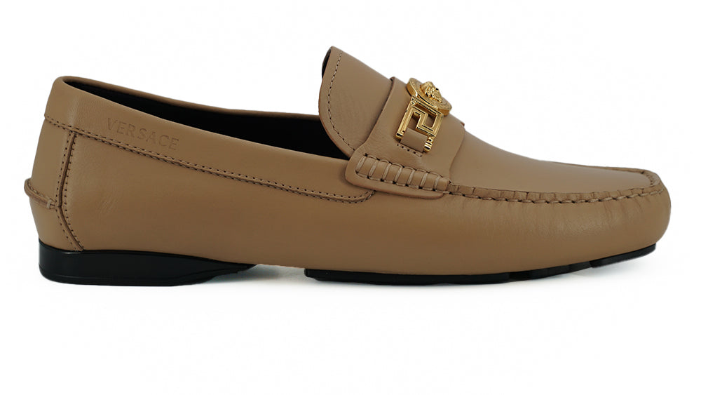 Versace Exquisite Medusa Goldfarbene Leder-Loafer