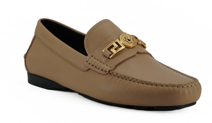 Versace Exquisite Medusa Goldfarbene Leder-Loafer