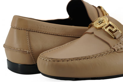 Versace Exquisite Medusa Goldfarbene Leder-Loafer