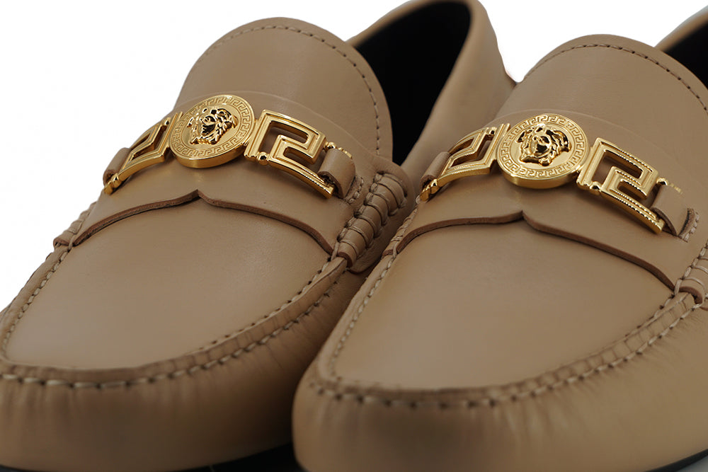 Versace Exquisite Medusa Goldfarbene Leder-Loafer