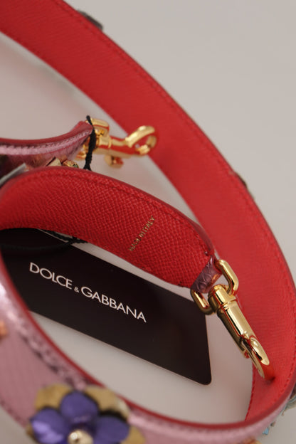 Dolce &amp; Gabbana Eleganter Schultergurt aus metallisch rosa Leder