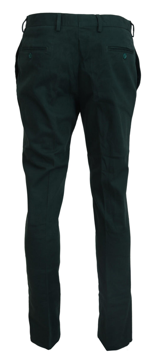 Pantaloni skinny da uomo in cotone verde scuro