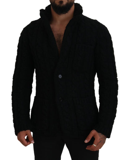 Dolce &amp; Gabbana Eleganter schwarzer Cardigan aus Woll-Kaschmir-Mischung