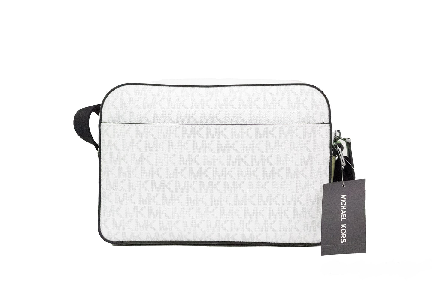 Borsa a tracolla piccola Cooper in PVC bianco brillante con firma Palm