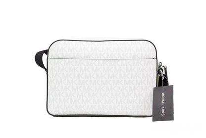 Borsa a tracolla piccola Cooper in PVC bianco brillante con firma Palm